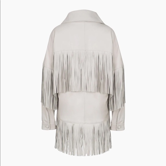 NWT DANCASSAB LORETTA FRINGE JACKET SZ M DOVE GRAY Coastal Cowgirl Z174 - Picture 5 of 11
